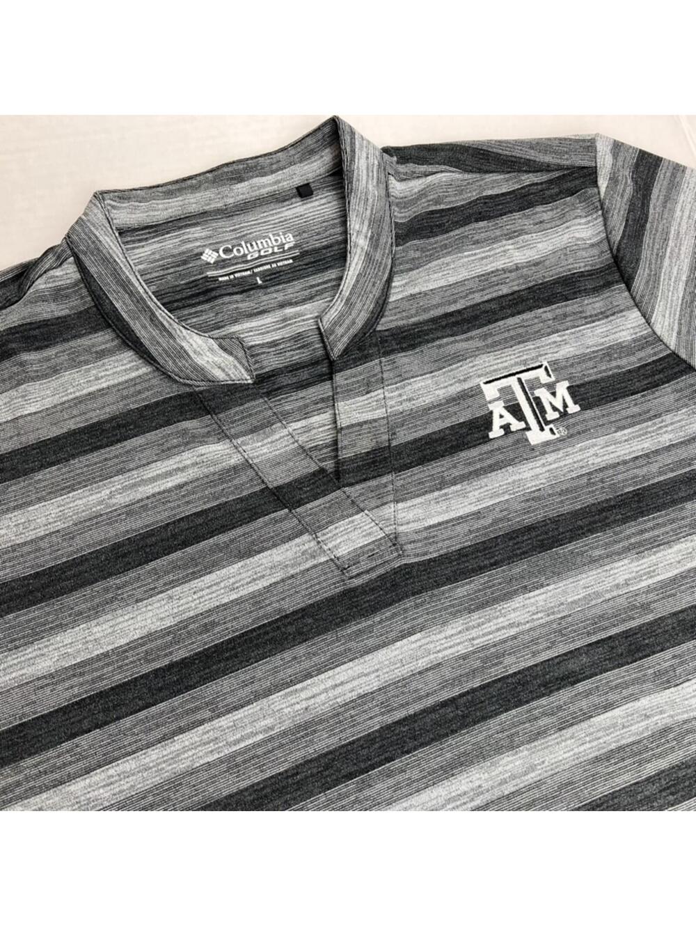 Texas A&M Aggies Columbia Golf Omni-Wick Chatter Polo, Womens Gray-Striped, LRG